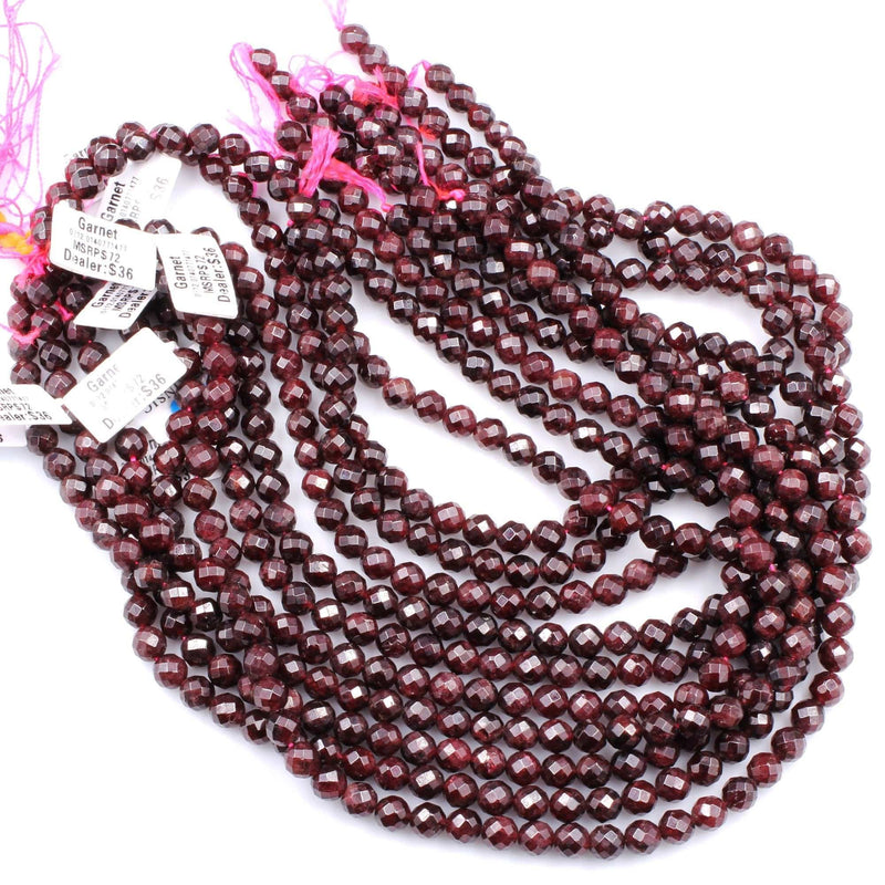 Natural Red Garnet Gemstone Beads Faceted 6mm 8mm Round Beads High Quality Laser Diamond Cut Gemstone 16" Strand