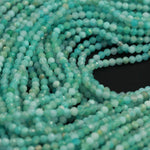 Brazilian Amazonite Faceted Round Beads 2mm 3mm Micro Faceted  Stunning Natural Blue Green Laser Diamond Cut Gemstone 16" Strand
