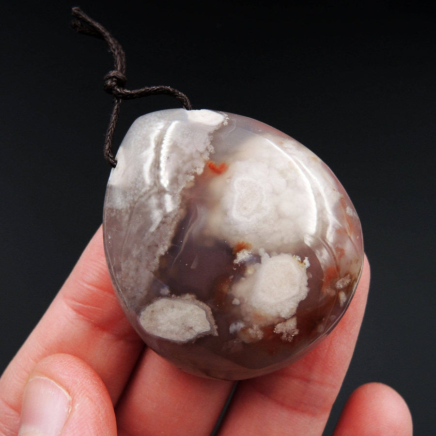 Natural Cherry Blossom Agate Pendant Side Drilled Teardrop Pendant P1198