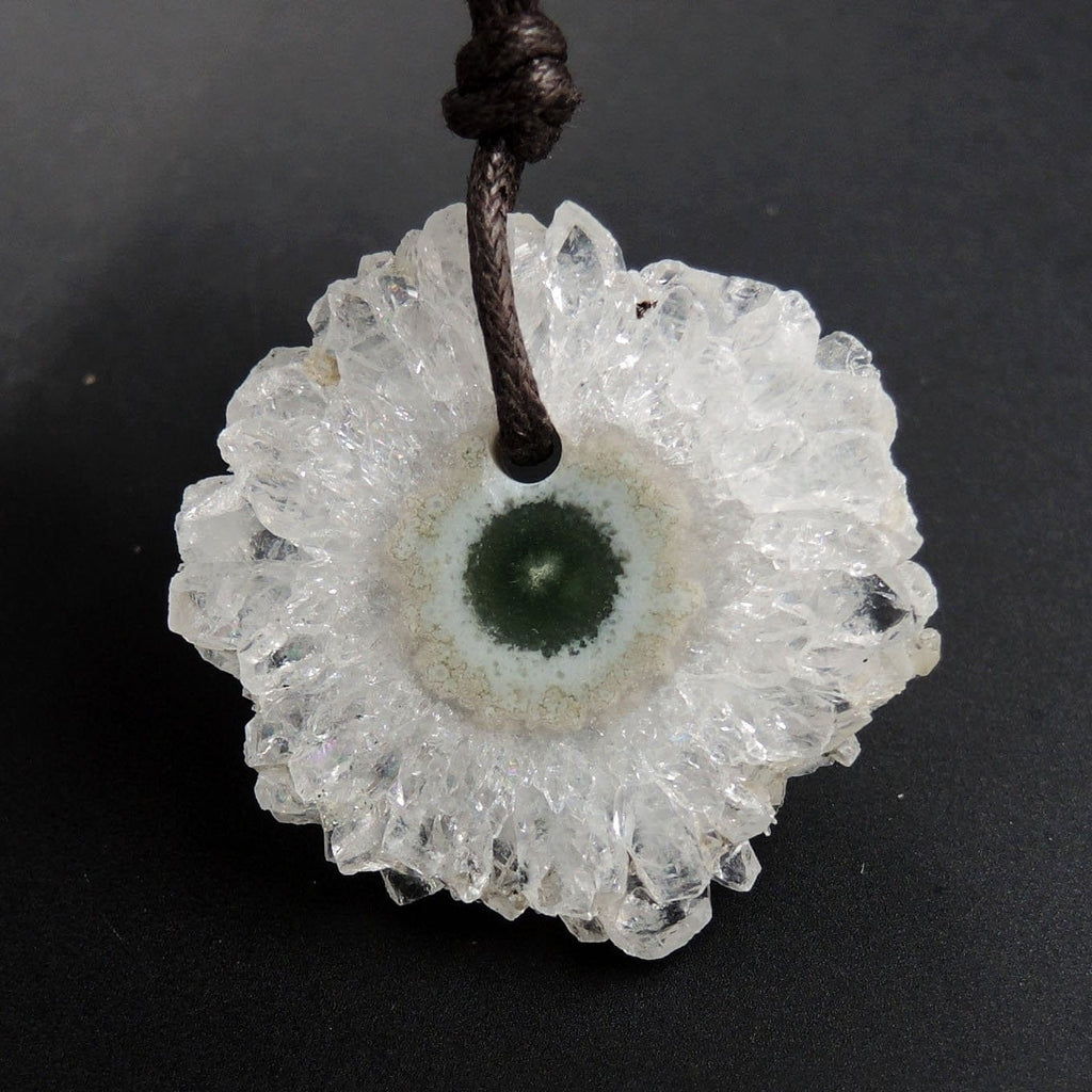 Amethyst Stalactite Flower Pendant Drilled Stalactite Slice Freeform Irregular Natural Stone Pendant P1767