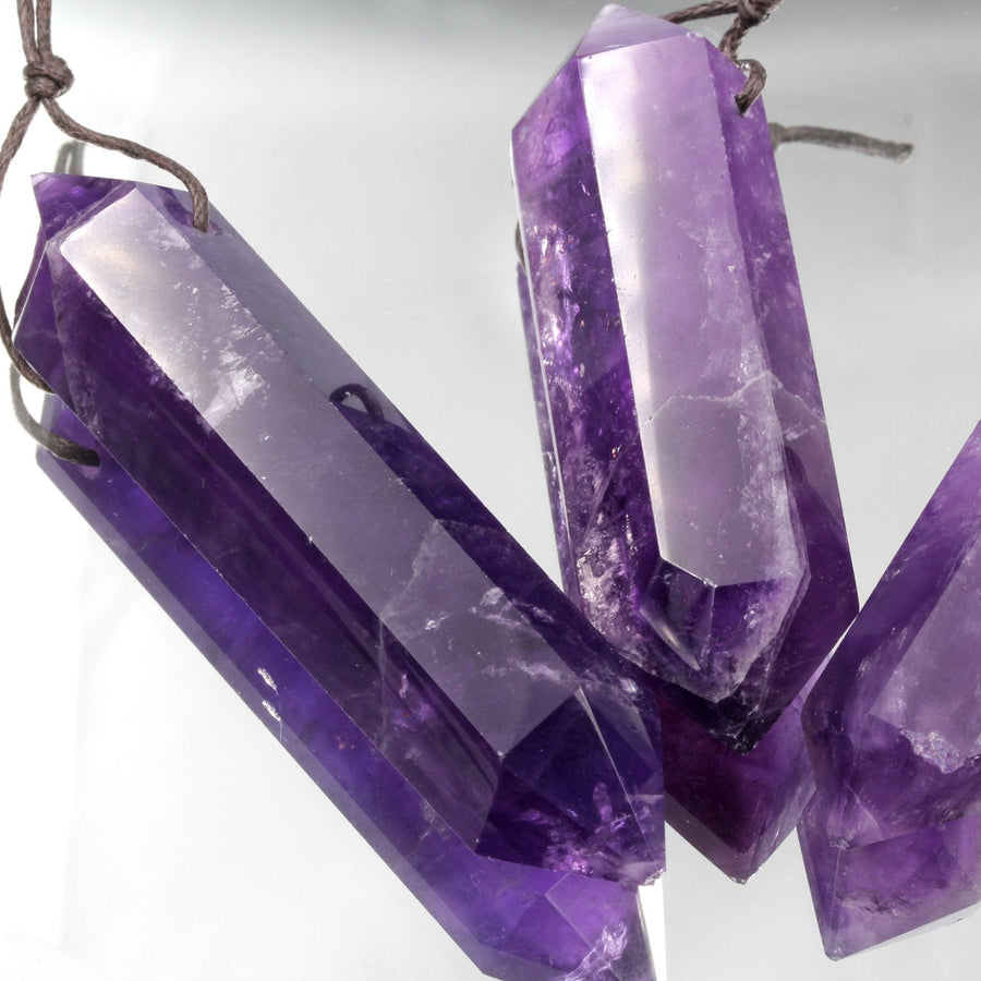 Drilled Natural Amethyst Pendant Double Terminated Point Rich Dark Purple High Quality Natural Crystal Pendant Bead Side Drilled Pendant