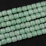 Natural Green Aventurine Beads Thick Puffy Square Cushion 8mm Natural Green Gemstone 16" Strand