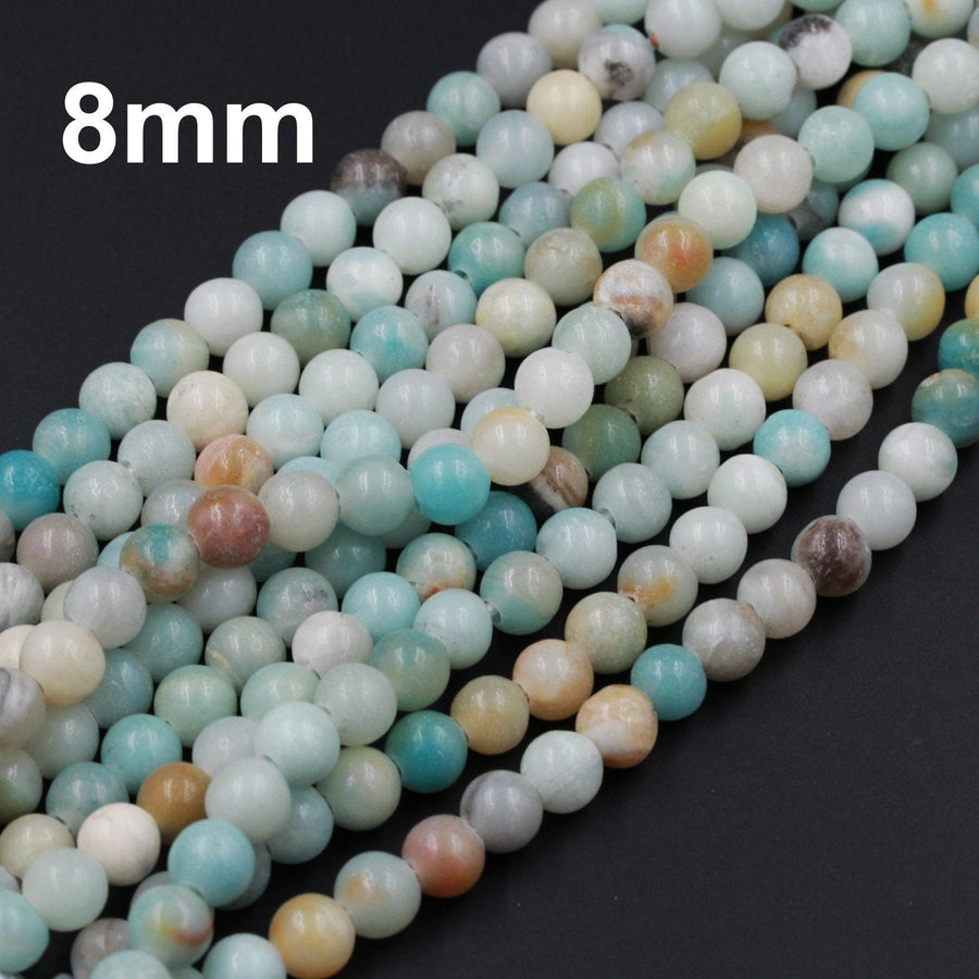 Large Hole Beads Natural Multicolor Amazonite 8mm Round Beads 10mm Round Beads Big 2.5mm Hole 8" Strand