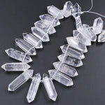 Rock Crystal Quartz Beads Faceted Double Terminated Pointed Large Top Side Drilled Healing Natural Quartz Focal Pendant Bead 16" Strand