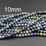 Natural Sunset Dumortierite Round Beads 4mm 6mm 8mm 10mm 12mm Round Beads Rare Earthy Blue Rusty Orange Natural Stone 16" Strand