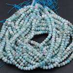 Natural Blue Larimar Faceted Rondelle Beads 6mm 7mm 8mm Micro Faceted Real Genuine Larimar Blue Gemstone Large Larimar Beads 16" Strand
