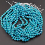 Genuine 100% Natural Arizona Blue Turquoise 8mm Faceted Round Beads Micro Faceted Diamond Cut Natural Blue Turquoise Gemstone 16" Strand