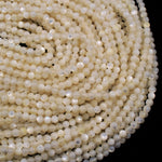 Natural Creamy White Mother of Pearl Shell Round Beads 4mm High Quality Iridescent Gemstone 16" Strand