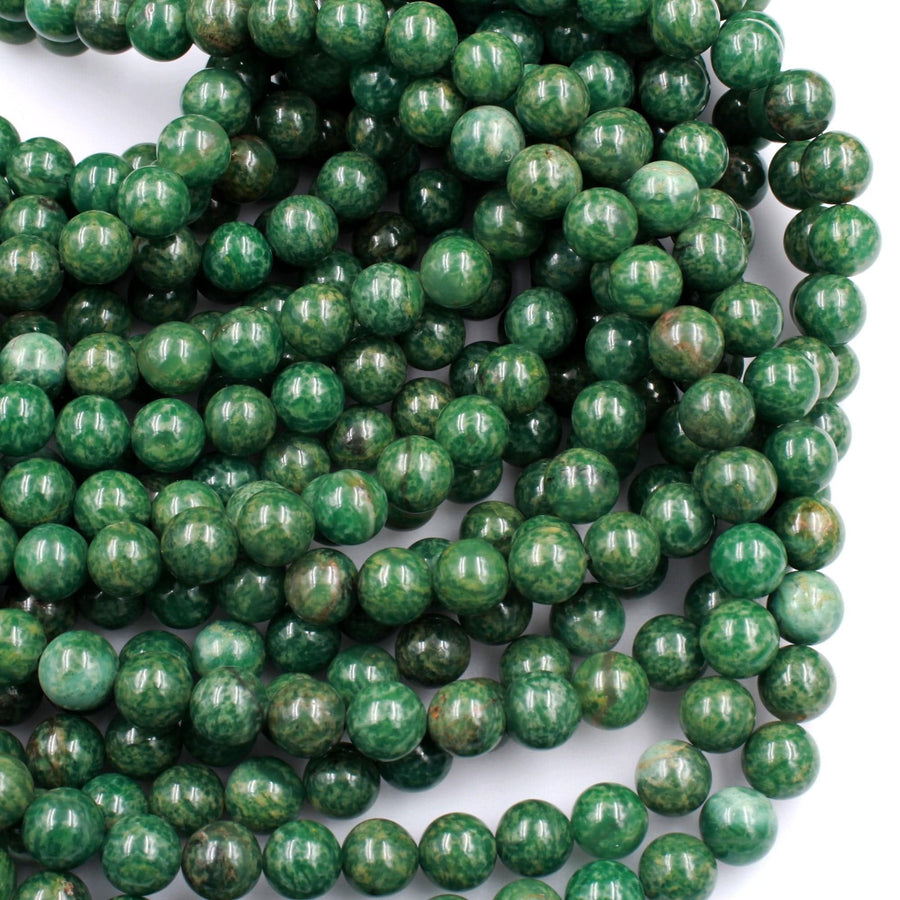 Rare Natural African Green Jade Beads 4mm 6mm 8mm 10mm Round Beads 16" Strand