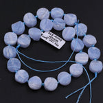 Blue Lace Agate Coin Beads Raw Organic Natural Blue Lace Agate Coin Beads Vertically Drilled Rough Cut Coin 16" Strand