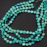 Natural American Turquoise Beads Thin Flat Coin 9mm 10mm Real Genuine Stunning Soft Blue Green Gemstone 16" Strand