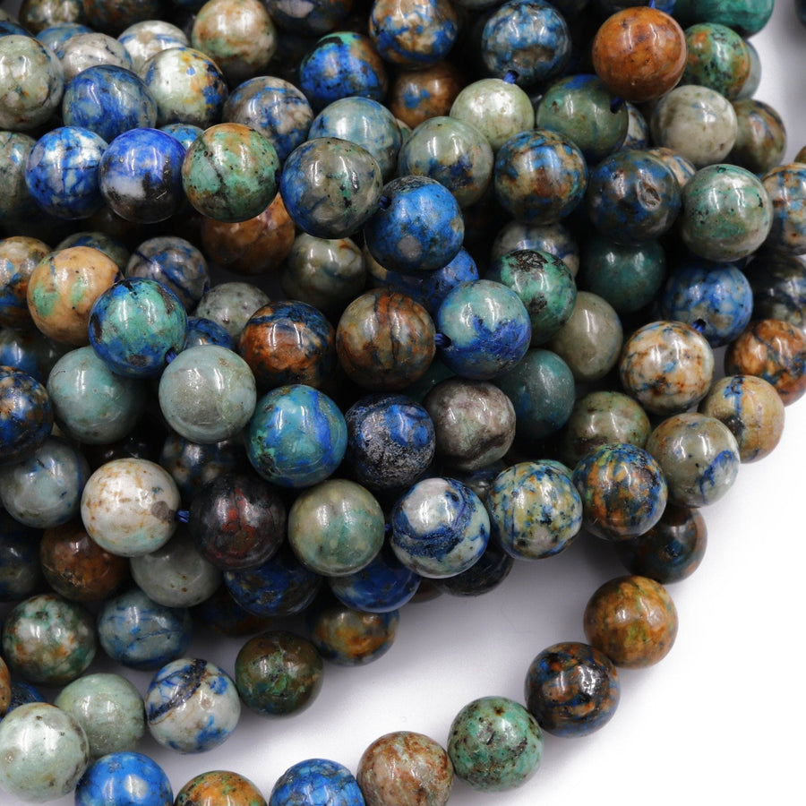 AzuriteBeads 4mm 5mm 6mm 7mm 8mm 9mm 10mm Rare Energy Stone Genuine Real 100% Natural Blue Lightening Azurite Beads 16" Strand