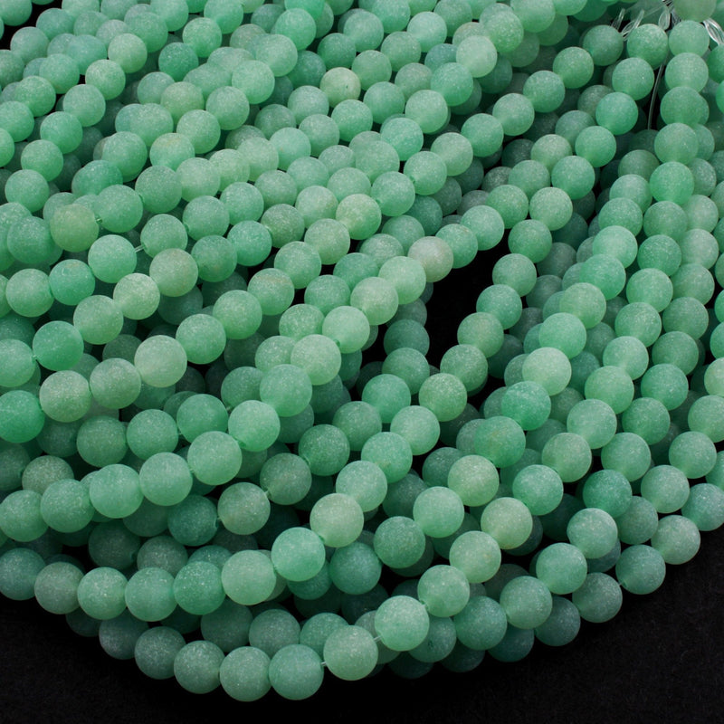 Natural Green Aventurine Beads Round Matte 6mm 8mm Natural Green Gemstone 16" Strand
