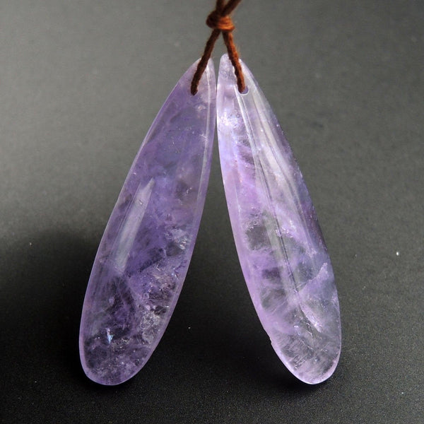 Natural Violet Amethyst Earring Pair Teardrop Cabochon Cab Pair Drilled Matched Earrings Bead Pair Stone E2956
