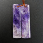 Natural Violet Amethyst Earring Pair Rectangle Cabochon Cab Pair Drilled Matched Gemstone Earrings Bead Pair Stone E2949