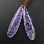 Natural Violet Amethyst Earring Pair Teardrop Cabochon Cab Pair Drilled Matched Earrings Bead Pair Stone E2956