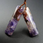 Natural Chevron Amethyst Earring Pair Rectangle Cabochon Cab Pair Drilled Matched Earrings Bead Pair Stone E1221