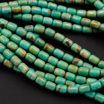 Genuine 100% Natural Turquoise Beads 9x7mm Cylinder Rounded Tube Drum Barrel Real Natural Blue Green Turquoise Beads 16" Strand