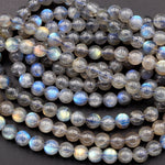 Flashy Labradorite 5mm 6mm 7mm Round Beads High Quality A grade Blue Golden Natural Labradorite 16" Strand