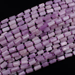 Natural Kunzite Tube Beads High Quality Natural Violet Pink Purple Gemstone Beads Rough Facets Full 16" Strand