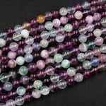 Large Natural Rainbow Fluorite 10mm Round Beads Smooth Polished Colorful Purple Green Blue Fluorite Gemstone Beads 16" Strand