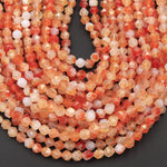 Star Cut Natural Carnelian Faceted 8mm Rounded Nugget Sharp Facets 15" Strand