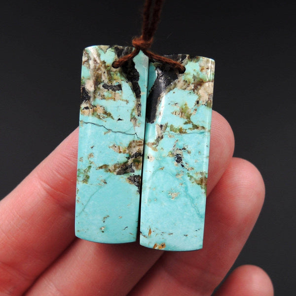 Natural Turquoise Earring Pair From Anhui Mine Cabochon Cab Pair Drilled Matched Earrings Bead Pair E2227