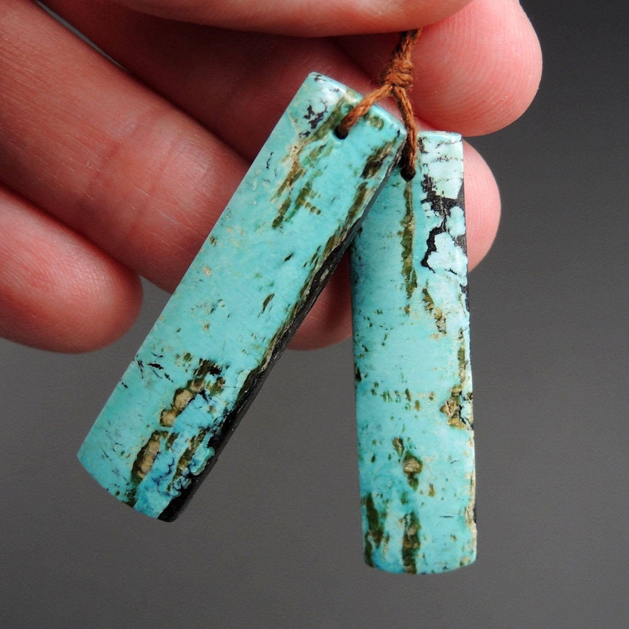 Natural Turquoise Earring Pair From Anhui Mine Cabochon Cab Pair Drilled Matched Earrings Bead Pair E2232