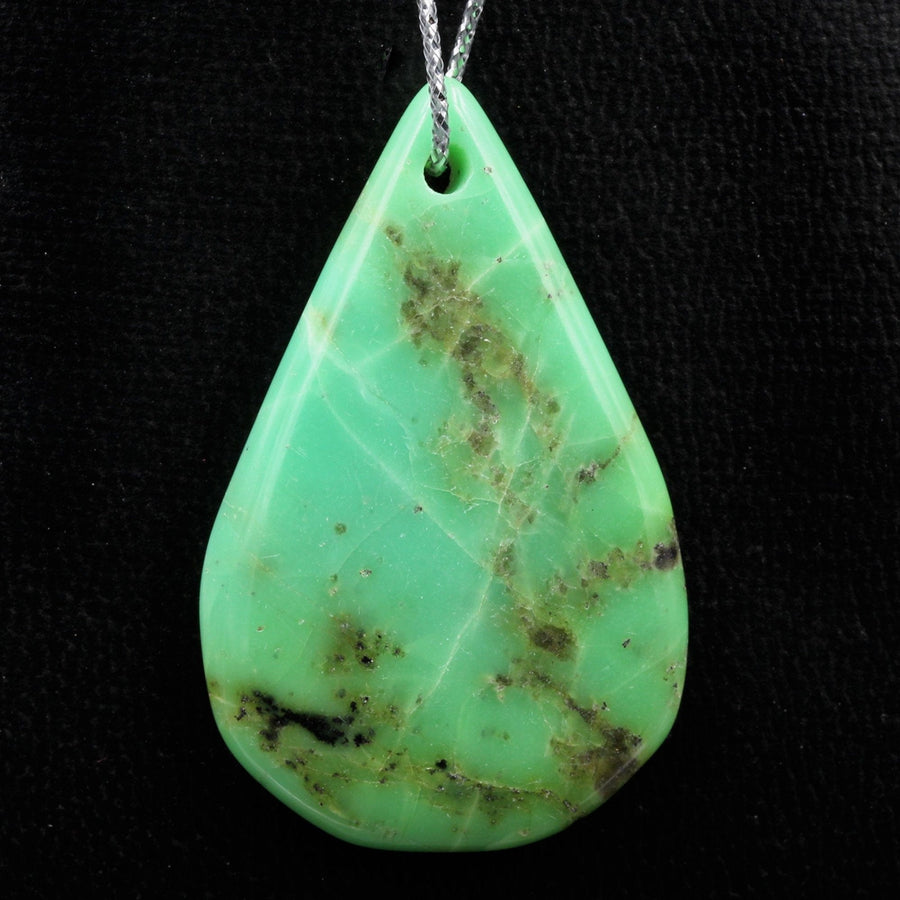 Natural African Green Chrysoprase Pendant Teardrop Shape Drilled Bead Pendant Sale