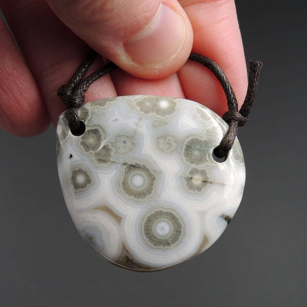 Natural Ocean Jasper Pendant Orange Pink Green White Two Hole Drilled Freeform Pendant P1171