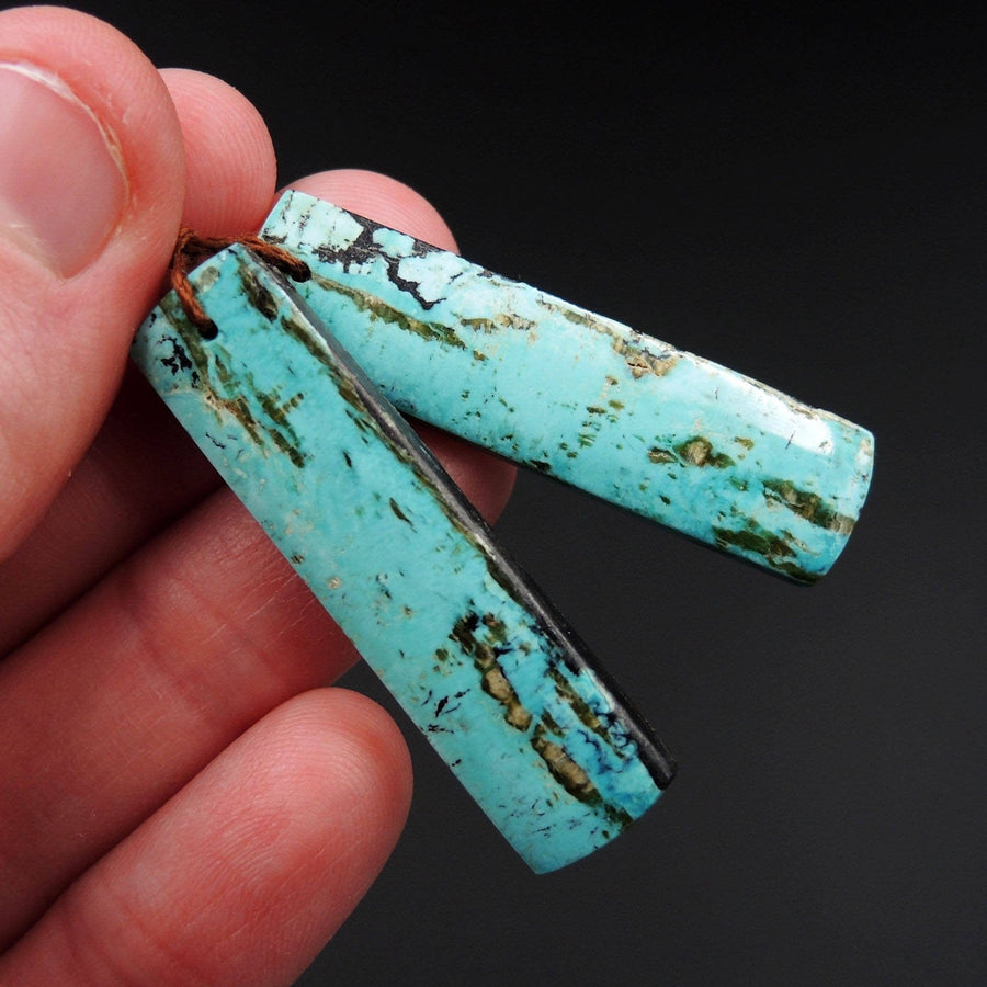Natural Turquoise Earring Pair From Anhui Mine Cabochon Cab Pair Drilled Matched Earrings Bead Pair E2232
