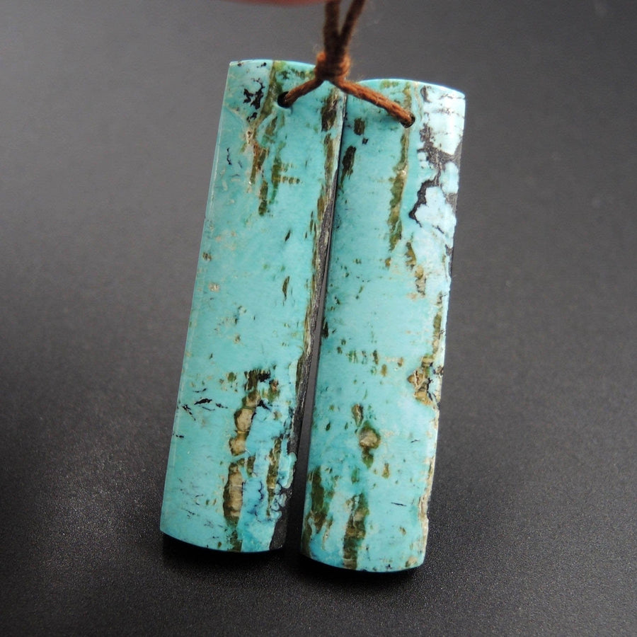 Natural Turquoise Earring Pair From Anhui Mine Cabochon Cab Pair Drilled Matched Earrings Bead Pair E2232