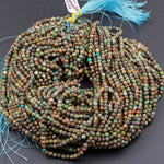 Natural Turquoise 4mm Faceted Round Beads Real Genuine Natural Brown Green Turquoise Micro Faceted Laser Diamond Cut 16" Strand