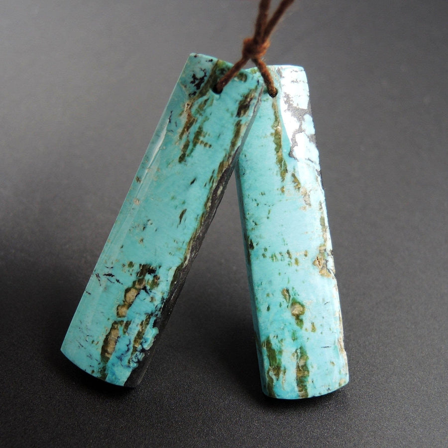 Natural Turquoise Earring Pair From Anhui Mine Cabochon Cab Pair Drilled Matched Earrings Bead Pair E2232