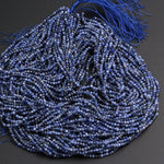 High Quality Natural Blue Sodalite Round 2mm 3mm 2.5mm Faceted Round Beads Micro Cut Faceted Tiny Small Genuine Gemstone 16" Strand