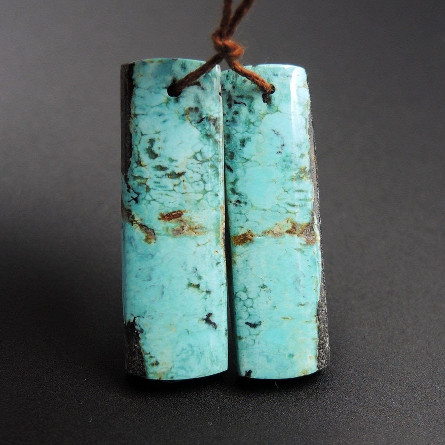 Natural Turquoise Earring Pair From Anhui Mine Cabochon Cab Pair Drilled Matched Earrings Bead Pair E2225