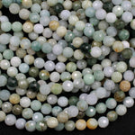 Natural Green Burmese Jade Burma Jade 8mm Faceted Round Beads Real Genuine Green Jade Gemstone 16" Strand