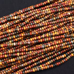 Red Creek Jasper Rondelle Beads 4mm 5mm Red Green Yellow Brown Natural Cherry Creek Multi Color Multicolor Picasso Jasper 16" Strand