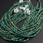 Extra Blue Color Natural African Turquoise 6mm Rondelle 6x4mm Rondelle Beads High QualityBlue Green Brown Gemstone 16" Strand