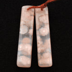 Natural Cherry Blossom Agate Earring Pair Drilled Cabochon Cab Matched Pair Natural Gemstone Beads Long Rectangle Pair