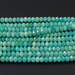 AAA Peruvian Amazonite Faceted Rondelle 6mm 8mm 9mm 10mm 12mm Beads Natural Sea Blue Green Gemstone Laser Diamond Cut 16" Strand
