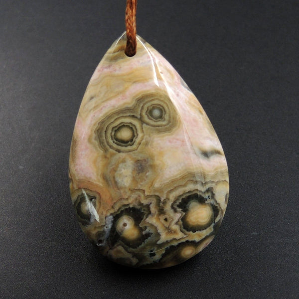 Ocean Jasper Pendant Orange White Grey Green Front Drilled Irregular Freeform Natural Stone Pendant P1735