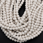 Nice Smooth White Lava Gemstone Round Loose Beads Size 6mm 8mm 10mm Organic Earthy Stone 16" Strand