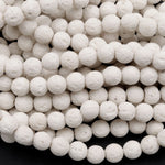 Nice Smooth White Lava Gemstone Round Loose Beads Size 6mm 8mm 10mm Organic Earthy Stone 16" Strand