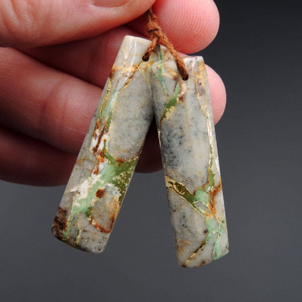Natural Turquoise From Royston Nevada Cabochon Cab Pair Drilled Matched Earrings Bead Pair E2203
