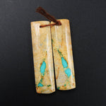 Natural Turquoise From Royston Nevada Cabochon Cab Pair Drilled Matched Earrings Bead Pair E2201