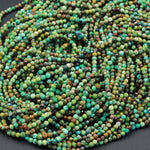Natural Turquoise Tiny Small 2mm 3mm Faceted Round Beads Real Genuine Natural Brown Green Turquoise Micro Faceted Cut 16" Strand