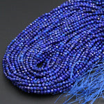 Micro Faceted Natural Blue Lapis Lazuli Round Beads Tiny Small 3mm Faceted Round Beads Diamond Cut Gemstone 16" Strand