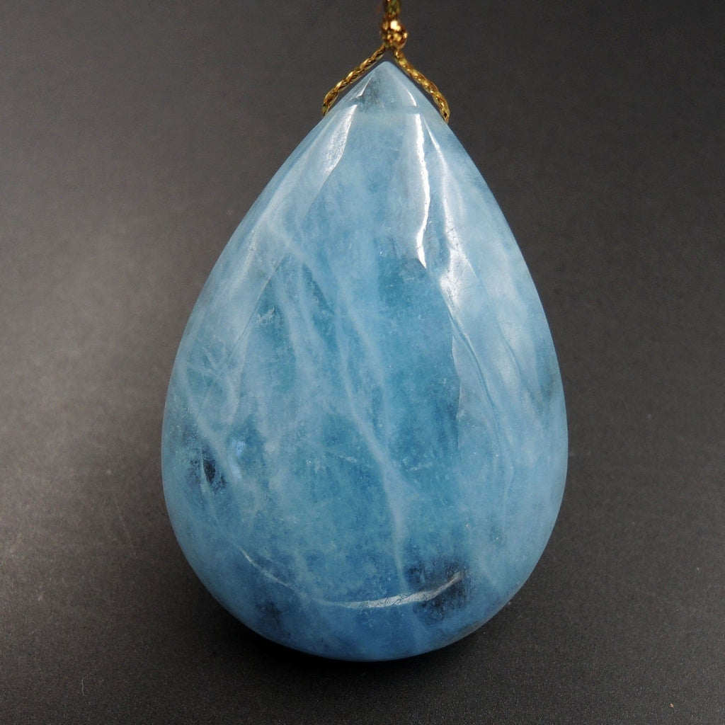 Blue Aquamarine Pendant Drilled Teardrop Pendant Natural Stone Focal Bead Pendant P1704