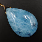 Blue Aquamarine Pendant Drilled Teardrop Pendant Natural Stone Focal Bead Pendant P1704